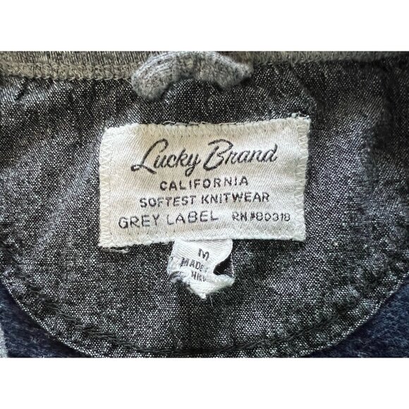Lucky Brand Mens Sz M Ragland Long Sleeve Shirt Navy Grey Label Softest Knitwear - Picture 10 of 13